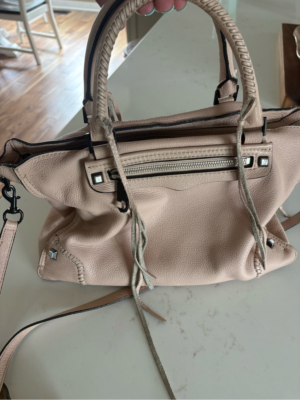 Rebecca Minkoff Regan Satchel in a light pink leather colorway - Picture 8 of 9